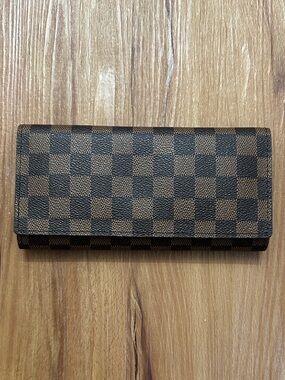 Classic Brown Checkered Long Card Holder Wallet